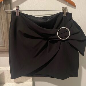 Express Black Bubble Mini Skirt with Tie Front